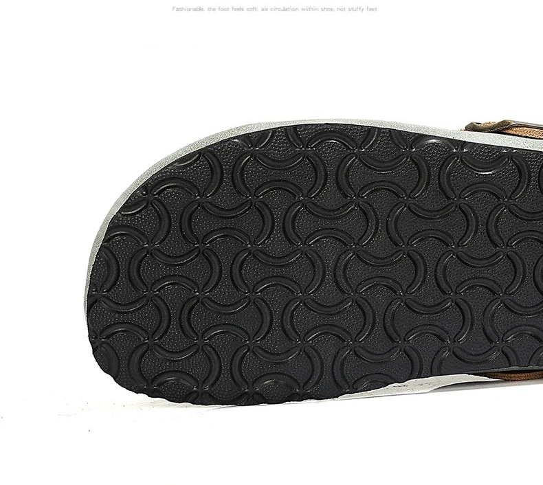 Bequeme Herren-Hausschuhe mit Lederobermaterial, Sommer-Freizeitschuhe, leicht, atmungsaktiv, für den Innen- und Außenbereich – Detail 5