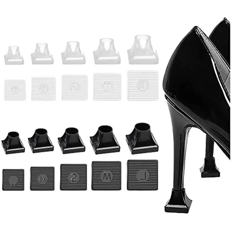 2Pcs Women High Heel Square Shoe Covers TPU/PVC Material Soft Damping Heel Protector Non-slip Shoes Plug Accessories