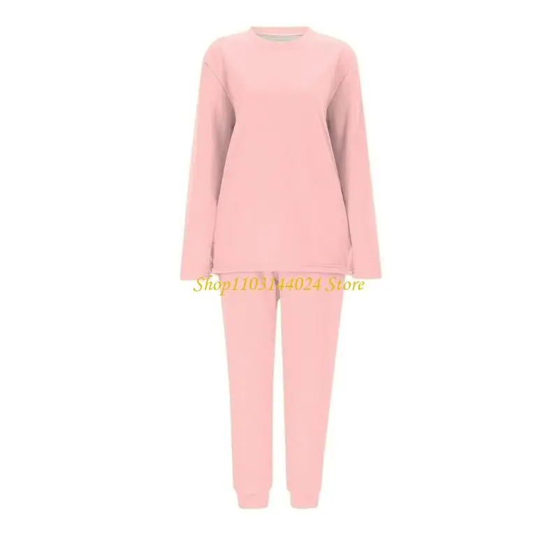N5KE Women's Fleece Lined Two Piece Pajama Set Winter Warmth Sweatshirt and Pants Comfortable Outfit Multiple Occasion