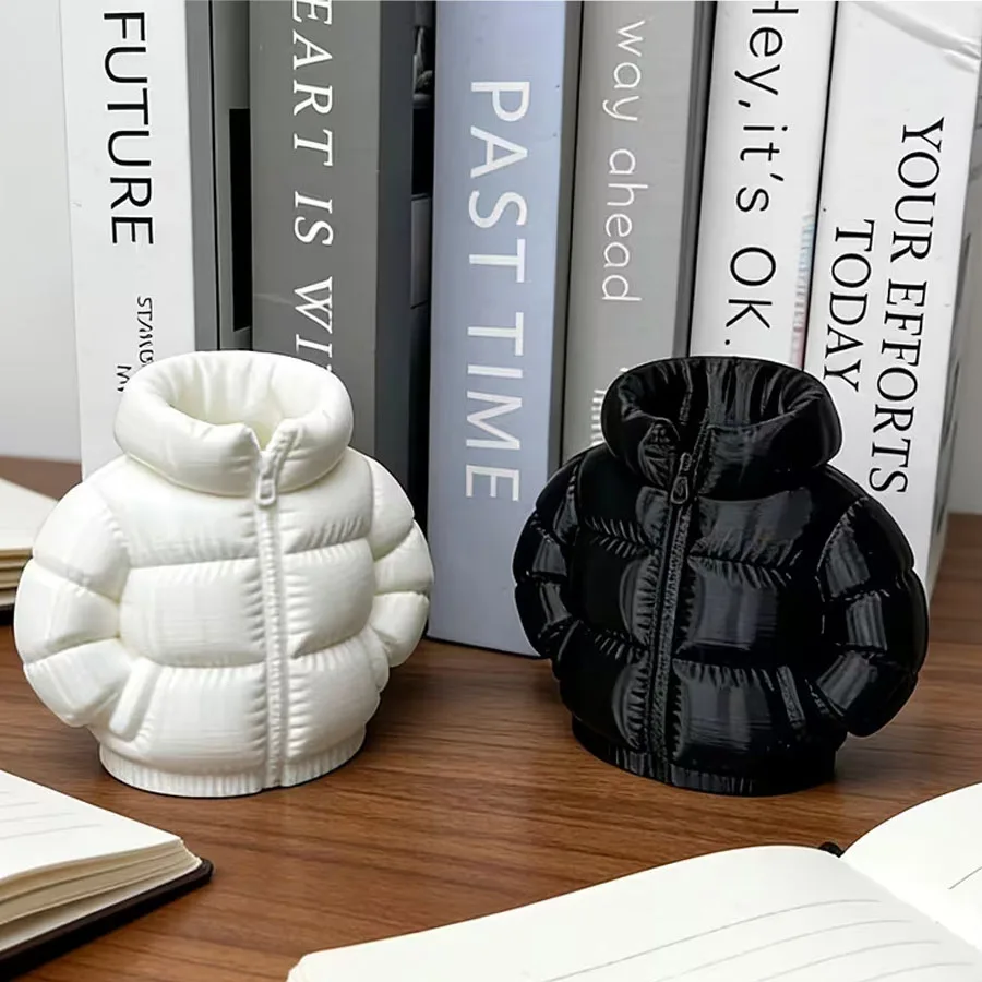 Bread Down Jacket Shaped Pen Holder, Fun Creative Desktop Organizer Box, Cute Table Decoration for Home Office
