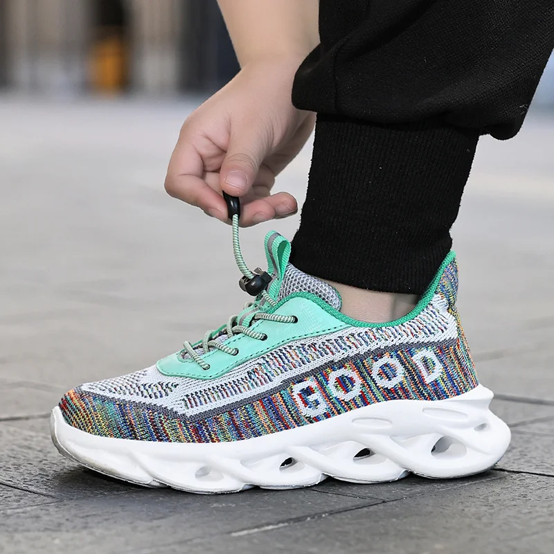 Spring Summer Fashion Children's Running Shoes Breathable Weaving Sports Shoes Boys Trainers Platform Outdoor Sneakers Kids 2026