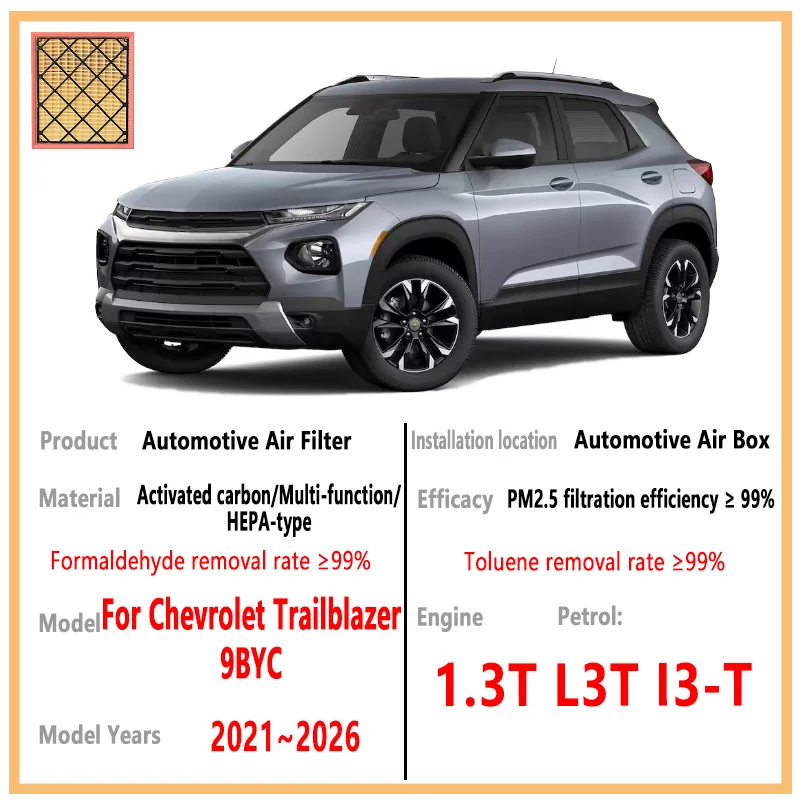 

Cars Engine Air Filter Car Parts Air Intake Element For Chevrolet Trailblazer 9BYC 2021~2026 Carbon Cabin Filter Kit Auto Spare