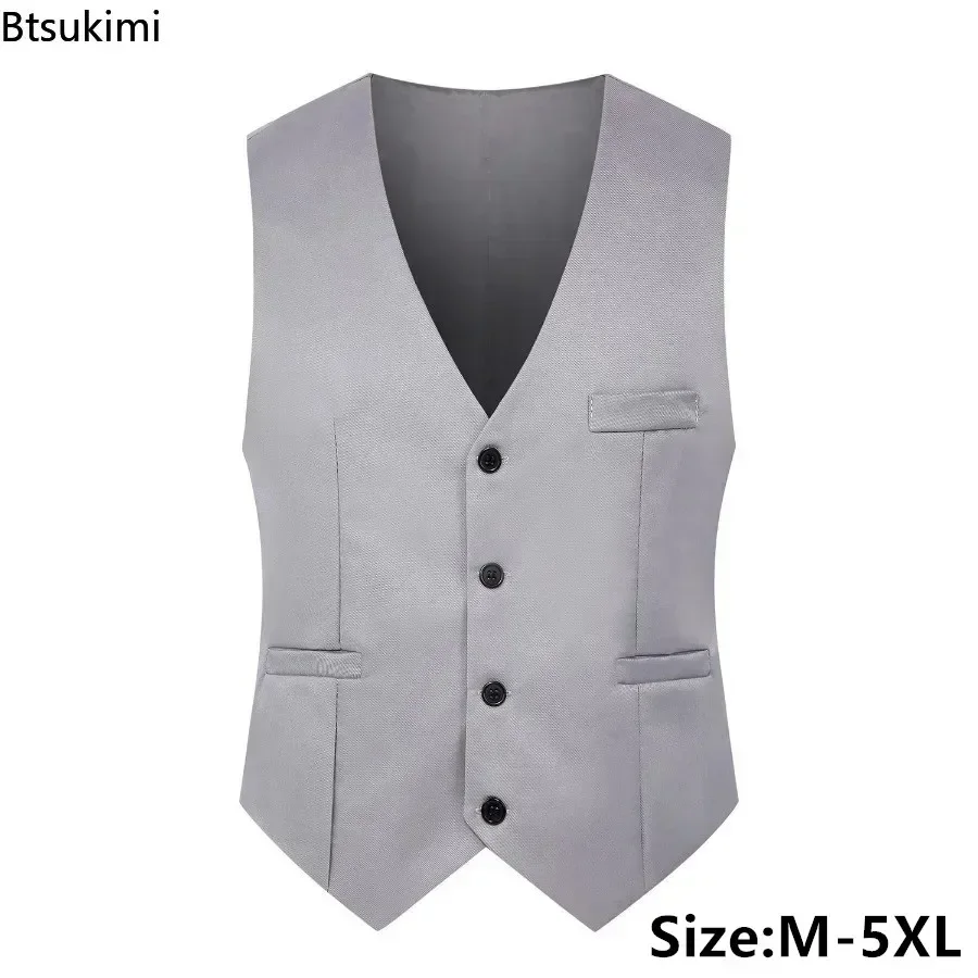 2025 Brand New Men's Slim Fit V-neck Dress Vest Trend Korean Style Men Handsome Suit Vest Male Formal Business Wedding Waistcoat