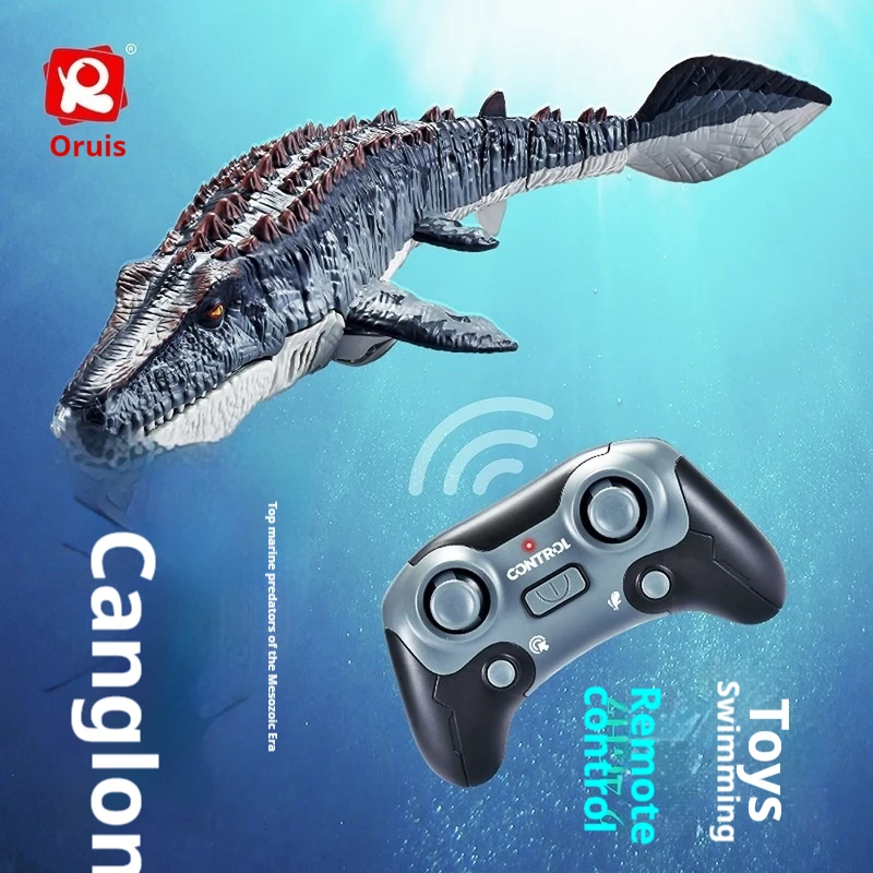 Orui Remote Control Mosasaurus Toy 2 4ghz Large Simulated Dinosaur Spray Water Swing Swim Underwater Pool Lake Play New Model