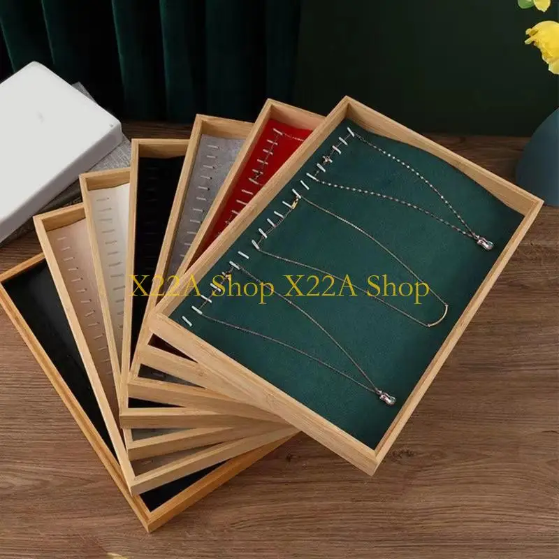 ネックレスリングのための多機能のユニークなウッドジュエリートレイスタッフジュエリーオーガナイザー