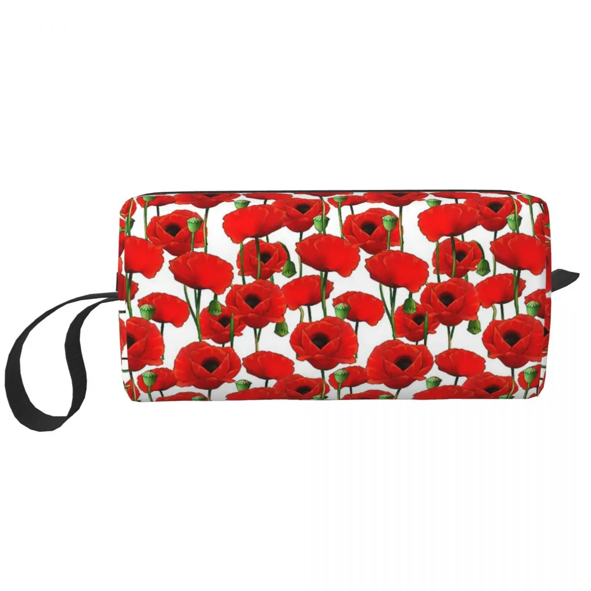 Poppy Pattern Makeup Bag Cosmetic Organizer Storage Dopp Kit Toiletry Cosmetic Bag for Women Beauty Travel Pencil Case