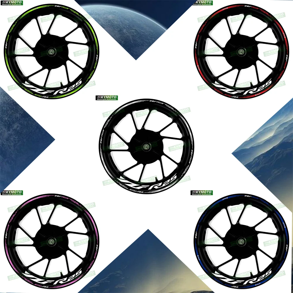 

For YZF R25 R 25 motorcycle accessories 17 inch front and rear wheel stickers modified reflective wheel rim stickers decoration