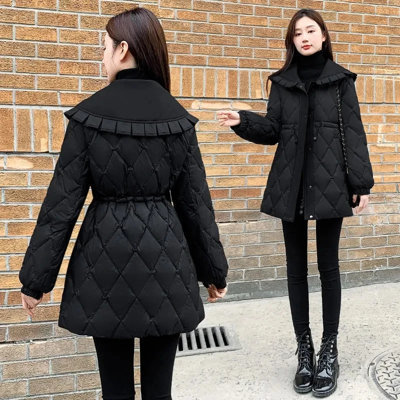 Winter Vintage Small Fragrance Jacket Women Warm Parka Oversized Cotton Padded Jacket Female Windproof Outerwear A1245