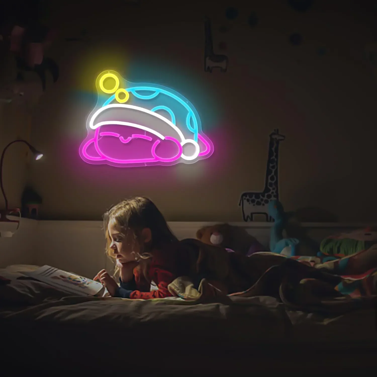 Sleepy Bear LED Neon Sign for Bedroom Decor USB Dimmable Wall Light for Kids Room Teen Dorm Aesthetic Night Light Birthday Gift