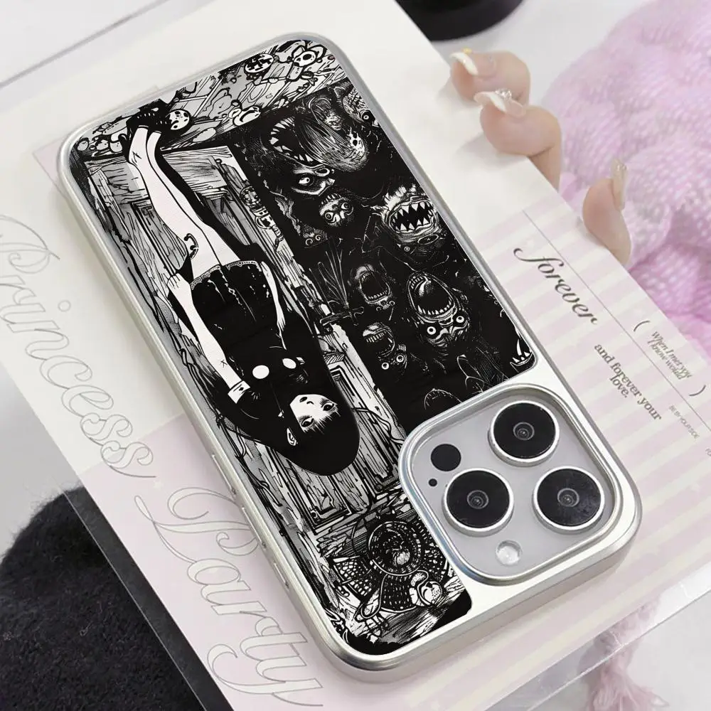 Coque de téléphone portable avec Art gothique de terreur, étui de luxe coloré plaqué argent pour iPhone 17 16 15 14 13 12 11 Air Pro Max Plus