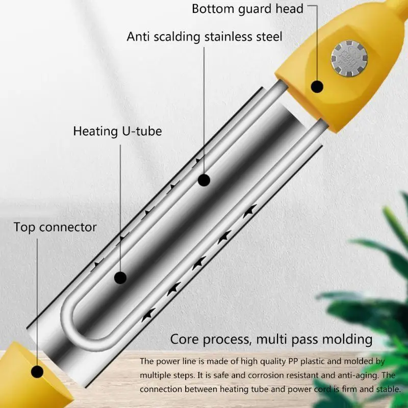 D0AB Electric Immersed Water Heater Intelligent Temperature Control Convenient Stainless Steel Immersed Water Heater