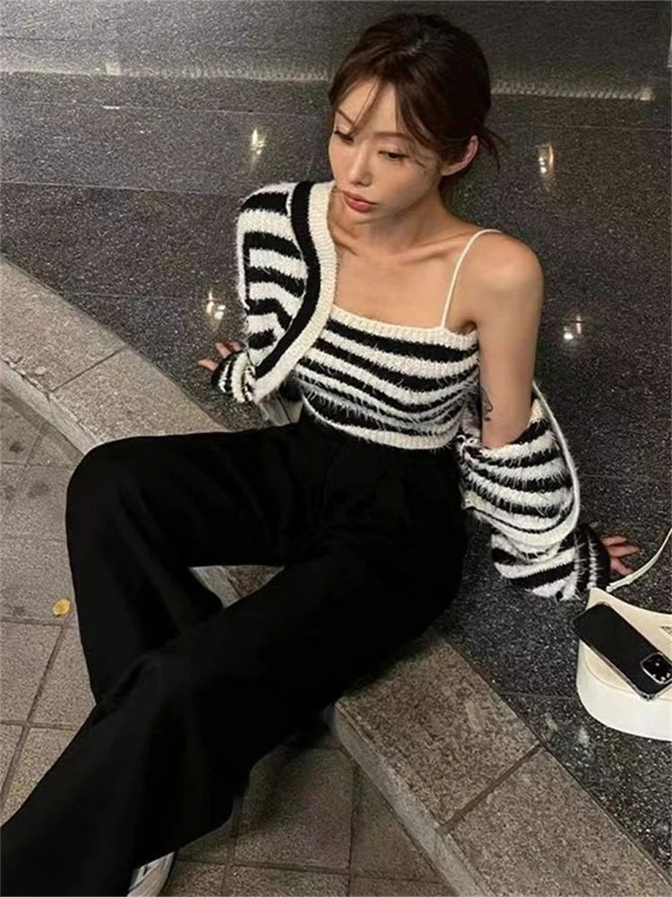 2023 Summer Women Sweater 2 Piece Sets Womens Elegnat Knitted Suits Pullover Female Knitting Sweaters Long Sleeve Outerwear