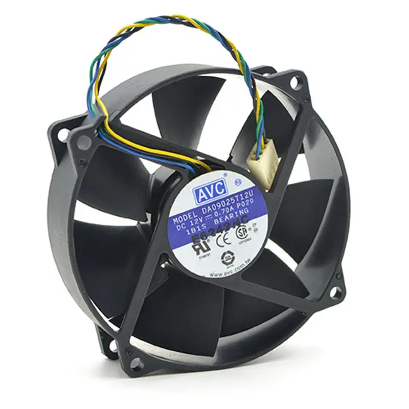 original For AVC DA09025T12U 9025 90mm / 80mm x 25mm PWM Round Cooler Cooling Fan 12V 0.70A 4Wire 4Pin Connector cooler