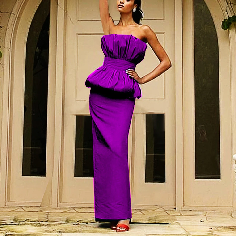 

Sexy Purpled Dresses for Women Off the Shoulder Backless High Waisted Bodycon Ankle Length Luxury Birthday Party Dinner Dress