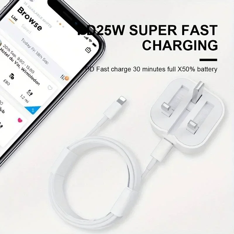 طوي صغير المملكة المتحدة USB C شاحن QC3.0 شحن سريع PD 25 واط نوع C شحن سريع السفر الجدار شاحن محول الطاقة آيفون 16 15