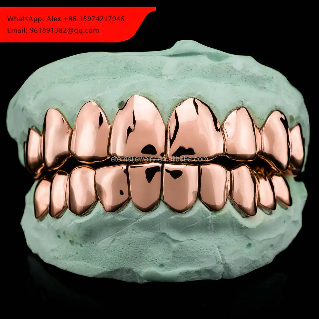 

Eternal Jewelry Factory Custom Hip Hop Top 1 - 10 Bottom 1 - 10 S925 Sterling Silver 9K 10K 14K 18K Solid Gold Rose Teeth Grillz
