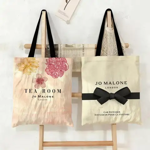 J-Jo M-Malone L-LOGO Storage Bags Storage Bags Canvas Tote Bag Large Capacity Shoulder Fashion Eco Shopping Handbag