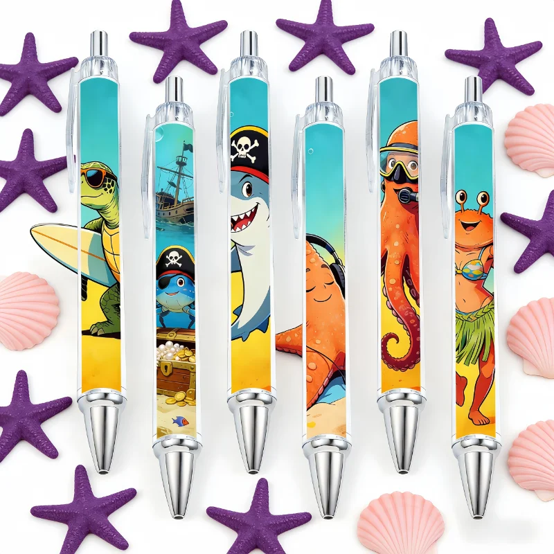 

6/12/18/24pcs ocean themed ballpoint pen with marine life pattern ballpoint pen for office and study use
