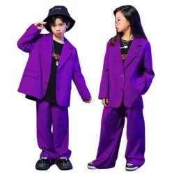 Suit for Girls Autumn Casual Long Sleeve Blazer Pants Two Pieces Children Costumes Formal Black Jacket Set Boys 10 12 13 Years