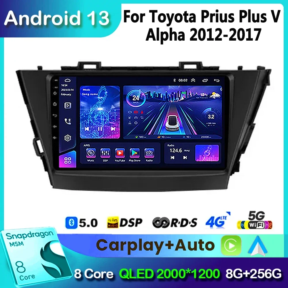 

Автомагнитола 2din для Toyota V Plus Prius Alpha LHD RHD 2012-2015, автомагнитола, мультимедийный видеоплеер, GPS-навигация Carplay