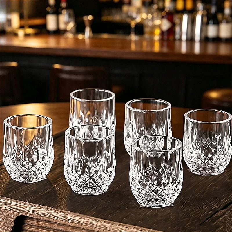 85ml 1/2pcs Set High End Glass Cup Transparent Shot Glass Diamond Carved Small Wine Glass Party Bar Light Luxury Cocktail Glass