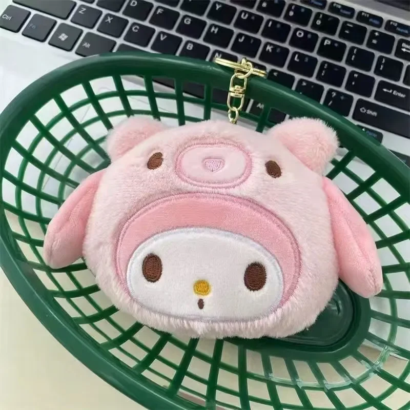 Sanrio Kuromi Plüsch-Schlüsselanhänger Geldbörse Melody Cinnamoroll Plüschfiguren Münzbeutel Kopfhörer-Organizer Taschenanhänger Schlüsselring Mädchengeschenke