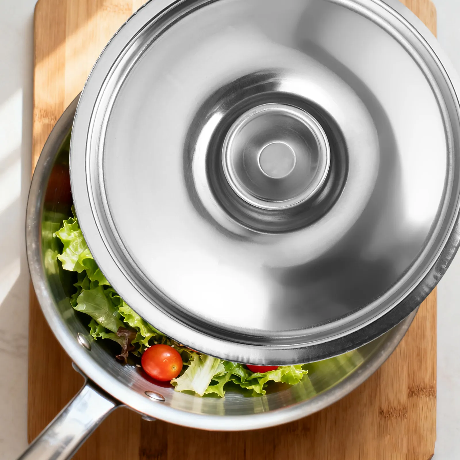 4Pcs Stainless Steel Cooking Pan Lids Replacement Small Universal Pot Covers Heat Resistant Skillet Frying Pan Lid for Kitchen