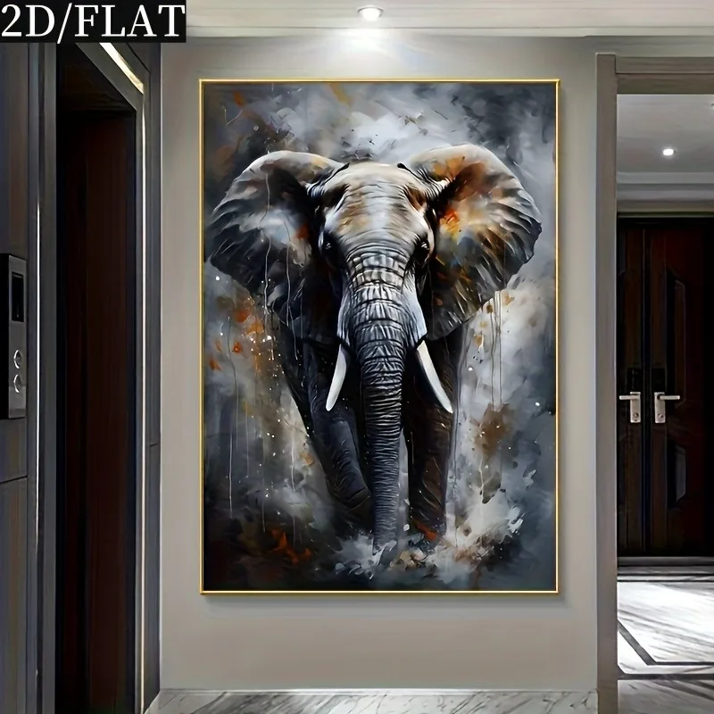

Vintage Abstract Elephant Canvas Art Print - Frameless Modern Wall Decor for Living Room, Bedroom, and Office, Ideal Gift