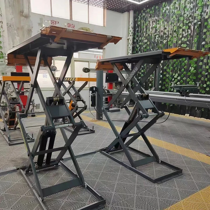Ultra Thin On Ground Scissor Car Lift 4000kg Electric Hydraulic Auto Scissor Lift For Car Repair Shop