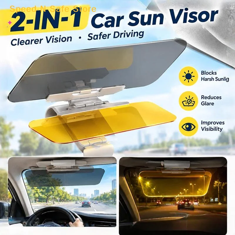 2 In 1 Universal Car Sun Visor Anti Glare UV Proof Adjustable Sun Shield for Summer Driving Eye Care