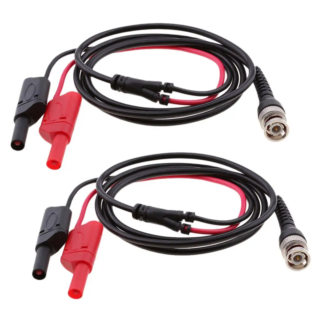BNC to Dual 4mm Banana Plug Test Leads Pure Copper Probe Cable for Video Surveillance Monitor