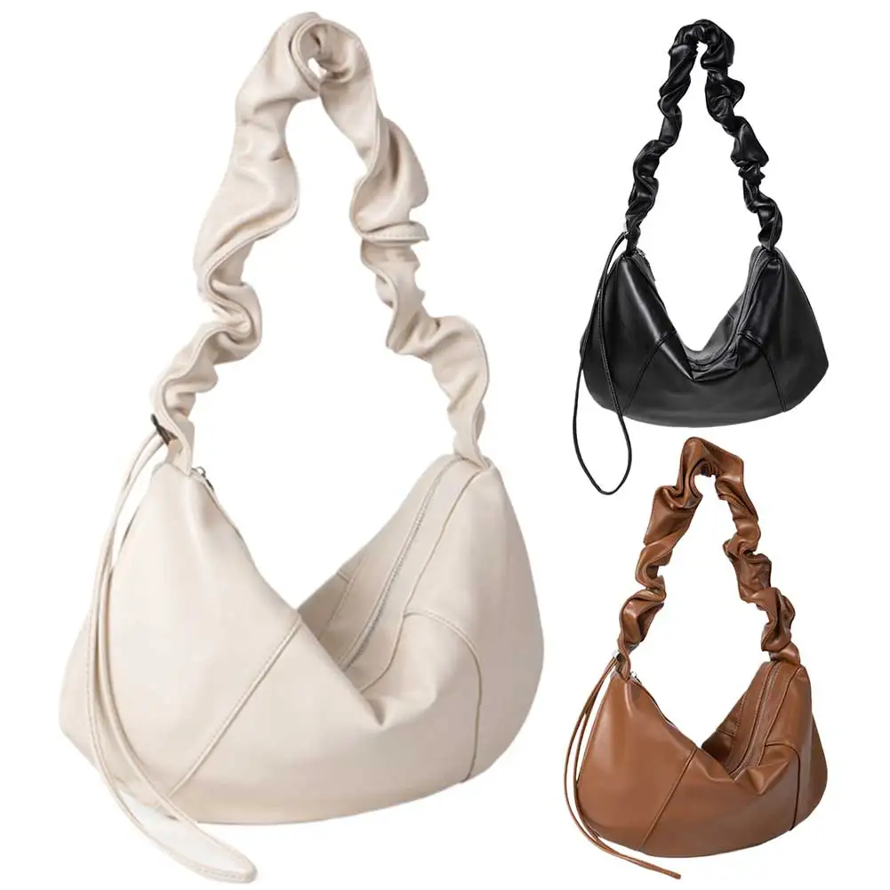 Grande capacidade PU Drawstring Hobo Bag para mulheres, bolsa de ombro pequena, alça ajustável, viagens ao ar livre, moda