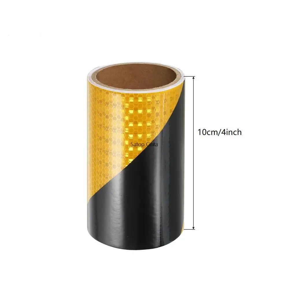 4inch*17FT Twill Yellow And Black Reflective Stickers Car Styling Vehicle Truck Motorcycle Waterproof Film Reflector For Things