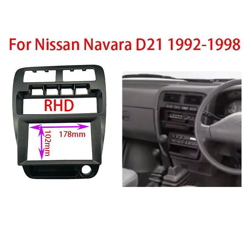 2 Din Car Fascia Radio Panel For Nissan Navara D21 1992-1998 RHD Dash Kit Install Facia Console Bezel