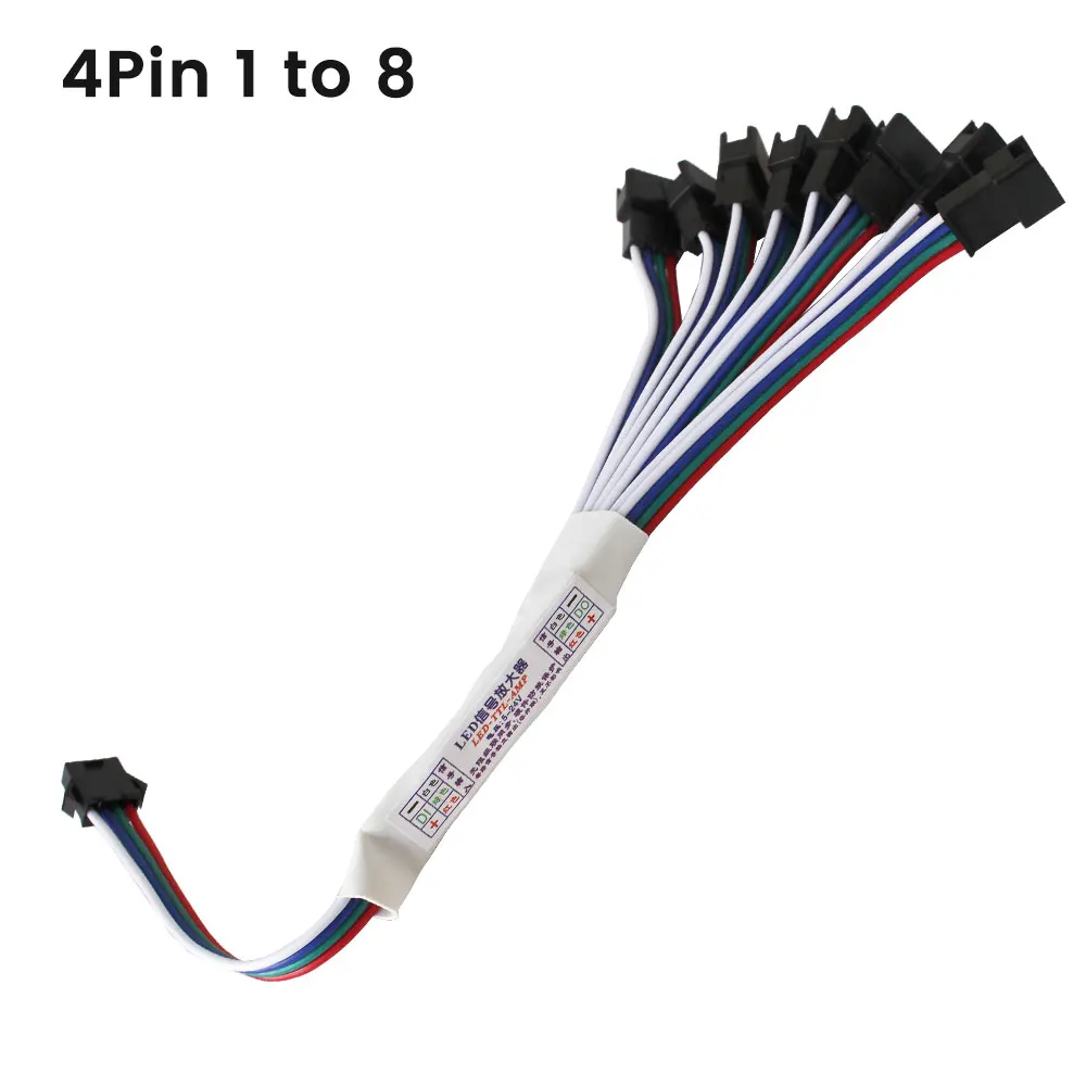 3Pin/4Pin LED Signal Amplifier 1-to-2/4/8 TTL Repeater Module WS2812B/WS2811/WS2813/WS2815 RGB Addressable LED Strip 5-24V
