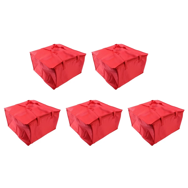 

5X Foldable Large Cooler Bag Portable Food Cake Insulated Bag Aluminum Foil Thermal Box Lunch Box Delivery Bag Red