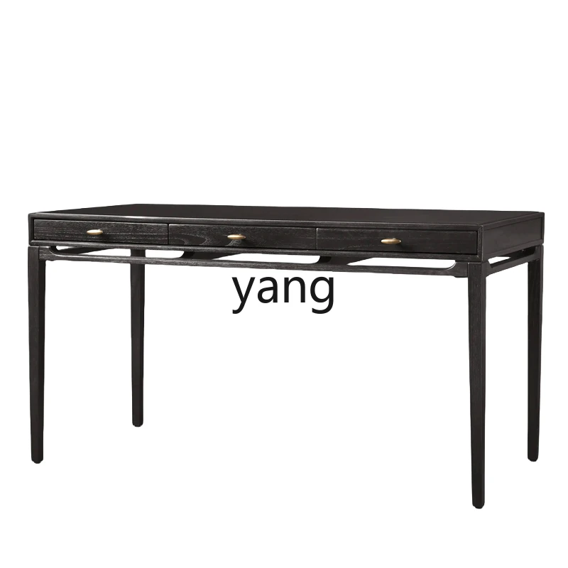 

yhm Vintage Solid Wood Desk Simple Modern Black Home Use