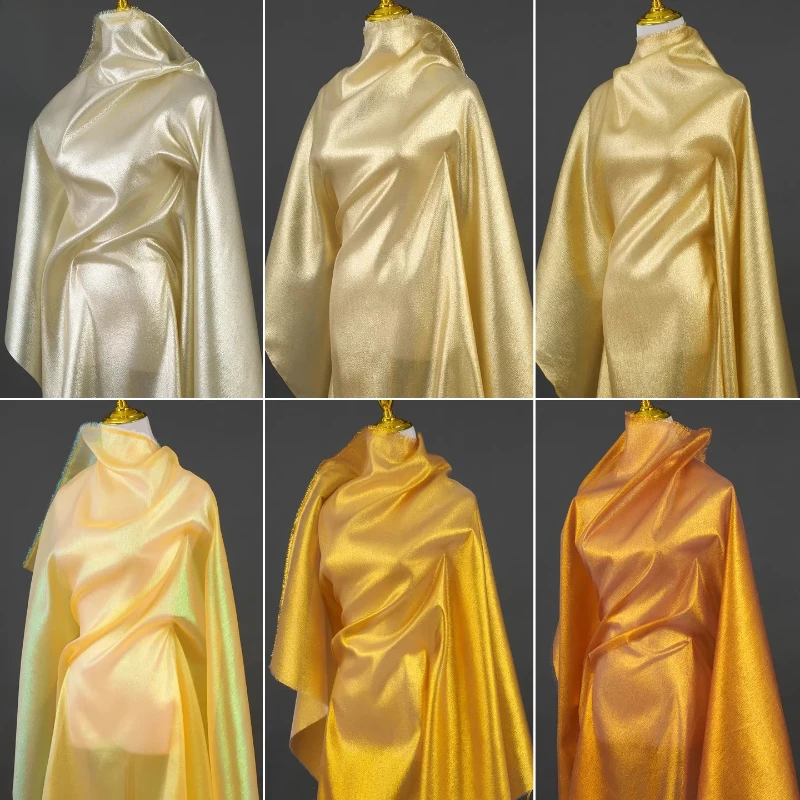 

Длина 100 см, светло-золотистая оранжевая ткань с блестками в виде головы дракона, мягкая блестящая ткань для танцевального костюма, платье для свадебного декора, текстильная ткань