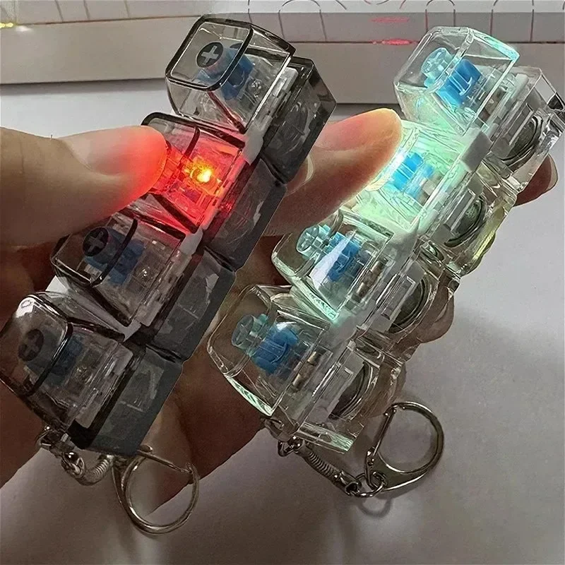 Creative Pendant Keyboard Keychains LED Keyboard Key Ring Stress Relief DIY Button Key Holder Toy Gift for Adult Kids Fidget Toy