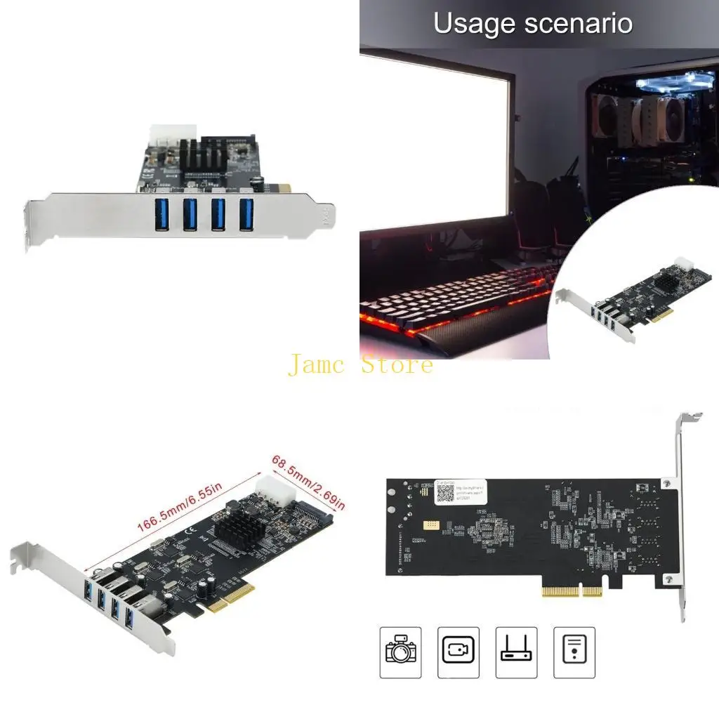 

LX0B 4 Port USB PCIe Expansion Card with Independent 5Gbps Channel for PC