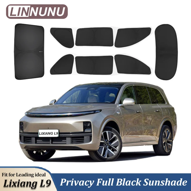

LINNUNU для LI Lixiang L9, полностью черный Автомобильный солнцезащитный козырек, боковое окно, занавески для конфиденциальности, защита от солнца спереди и сзади, теплоизоляция, солнцезащитный козырек