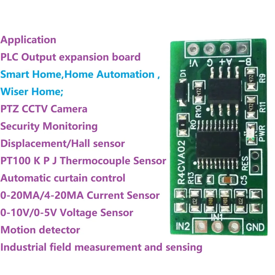 

Mini 2CH Modbus RTU RS485 A/D Converter for 4-20mA 0-5V 0-10V Input Signal 4-25VDC R4CVA02