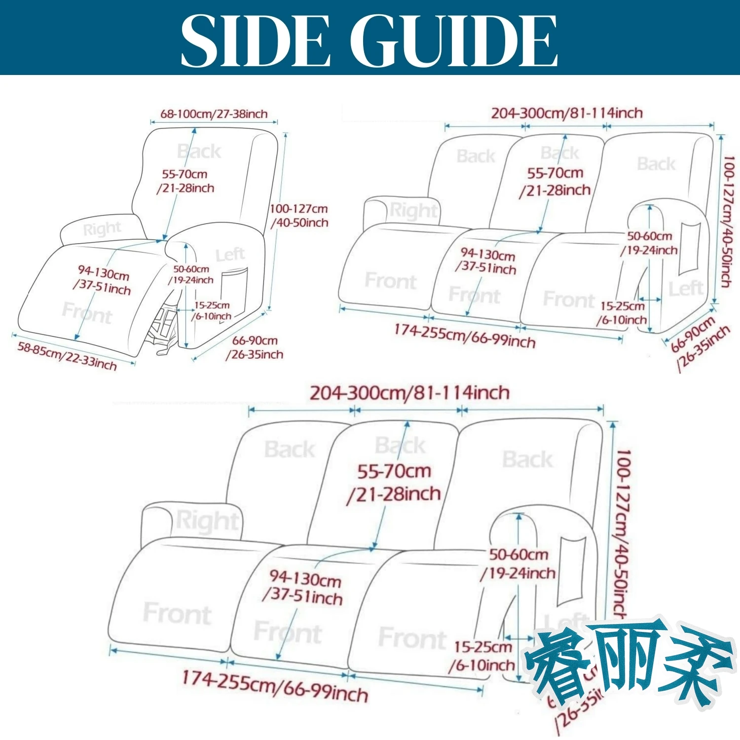 Printed Recliner Chair Slipcovers 1/2/3 Seater Recliner Sofa Covers Protector Non-slip for Living Room