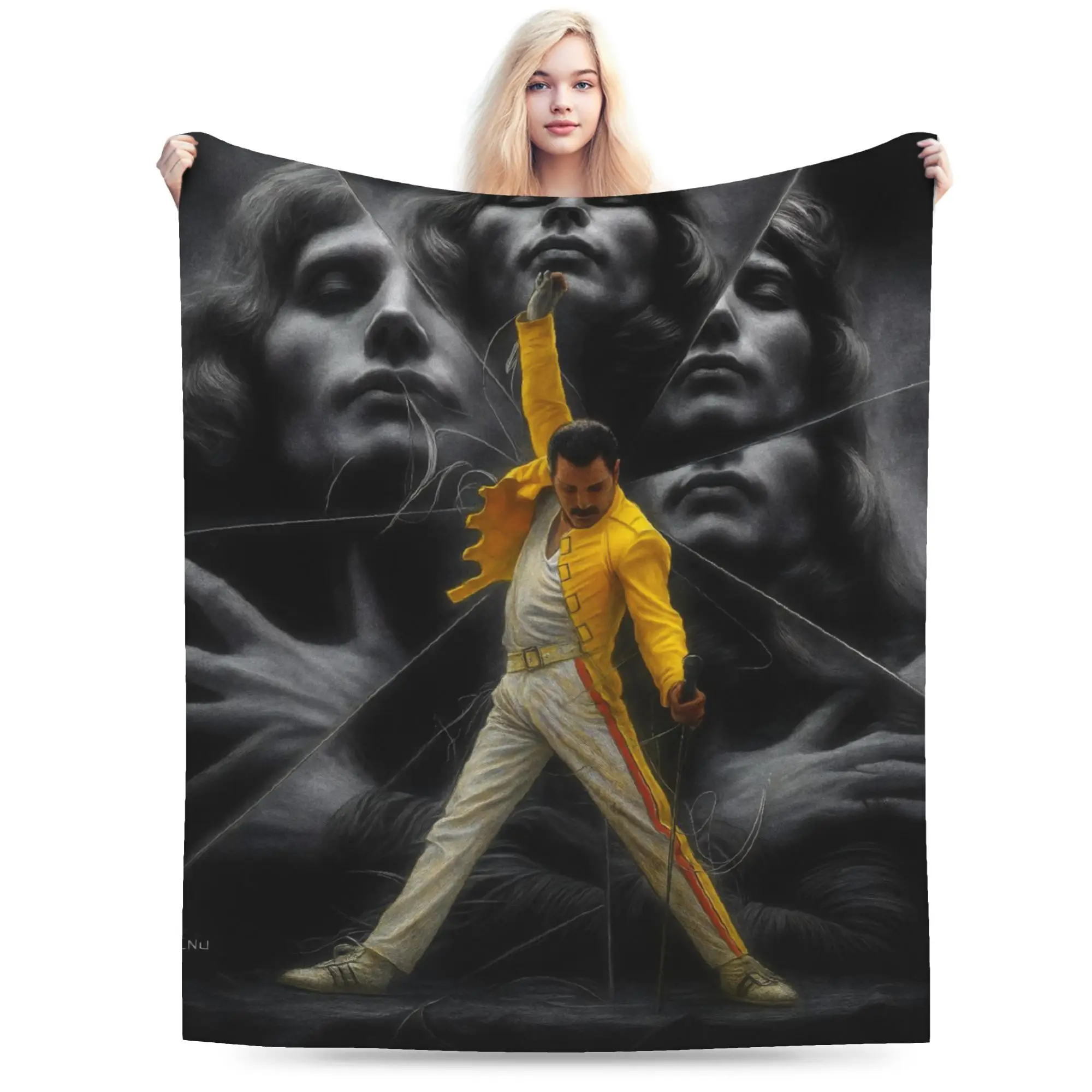 Singer Freddie Mercurys Flannel Blanket Winter  Warm Soft Bedding Throws for Boy Girl Home Decor Funny Bedspread Sofa Bed Cover