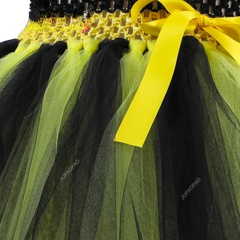 Little Bee Tutu Dress for Girls Halloweeen Cosplay Costume Tulle Flowers Kids Holiday Party Honeybee Fairy Fancy Dress Up Outfit