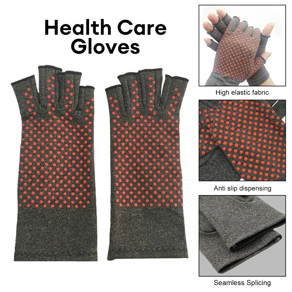 1Pair Arthritis Compression Gloves for Hand Arthritis Carpal Tunnel Pain Anti-Slip Glue Dot Gloves for Women & Men