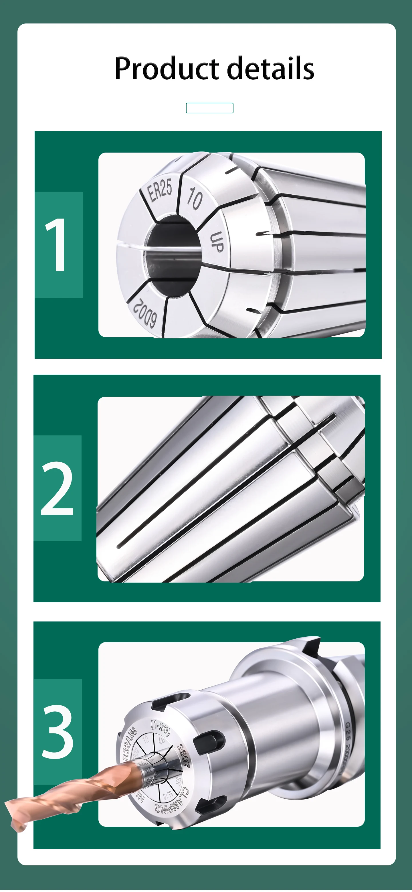 GDR ER Spannzangenfutter SUJ2 Material 0,002mm Genauigkeit für ER8 ER11 ER16 ER20 ER25 ER32 ER40 Werkzeughalter – Detail 11