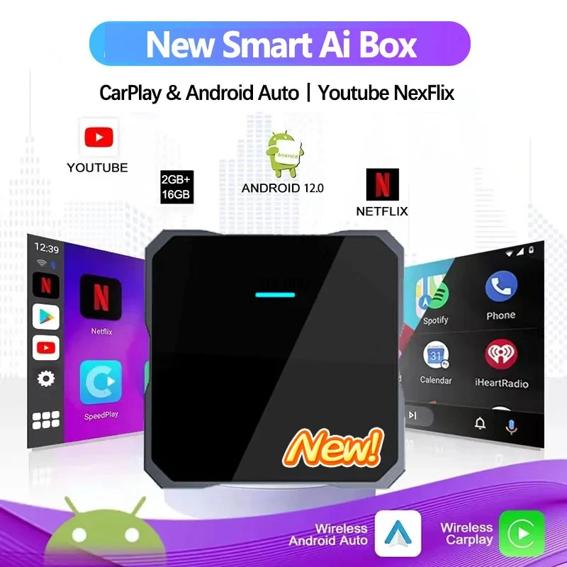 CarPlay Ai Tv Box A133 4 Core 2+16GB Android 13 Support Netflix YouTube Wireless CarPlay Android Auto for Toyota VW KIA