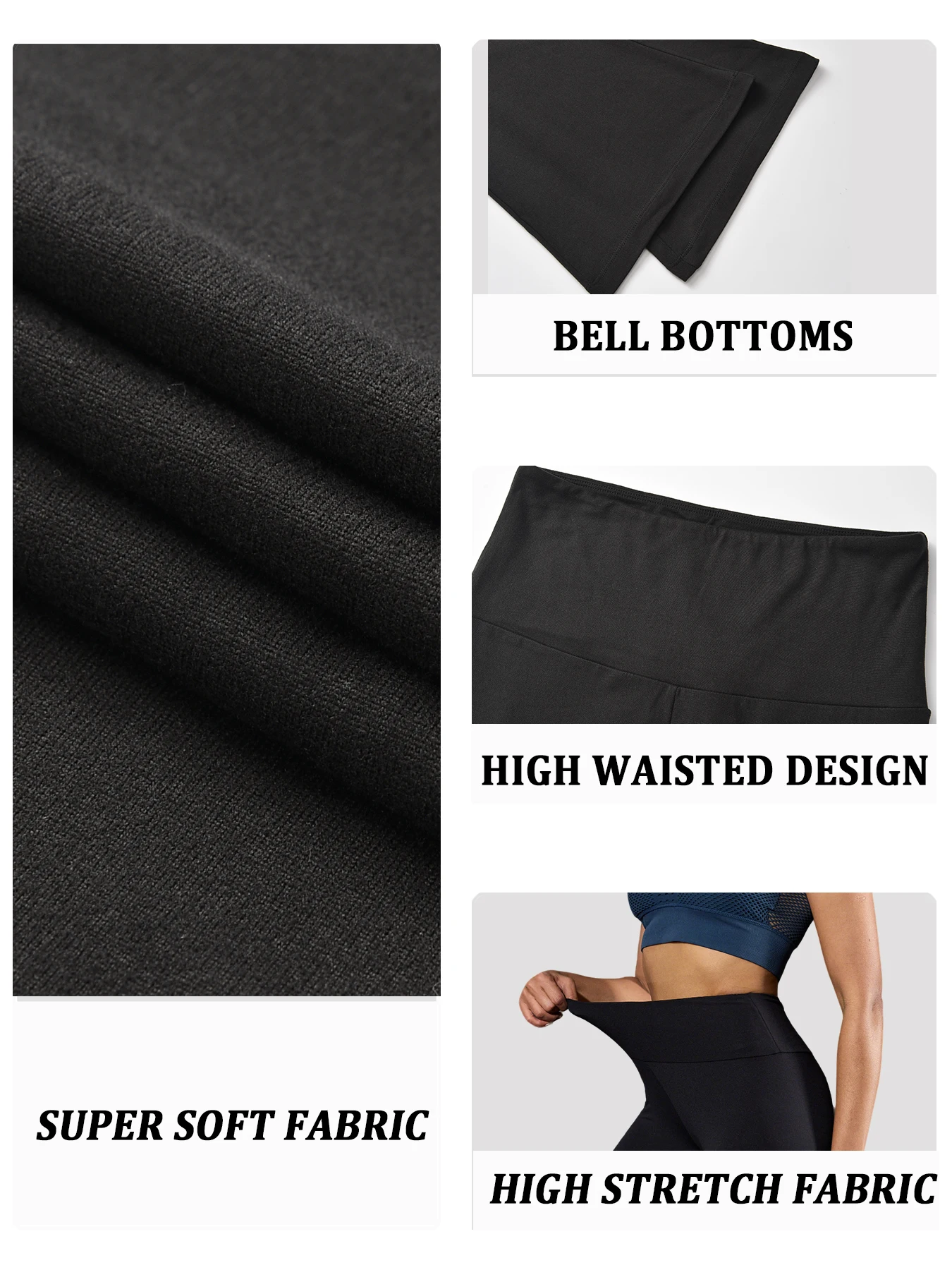 Lot de 5 pantalons évasés super doux pour femmes, taille haute, contrôle du ventre, jambières de yoga, bas de cloche