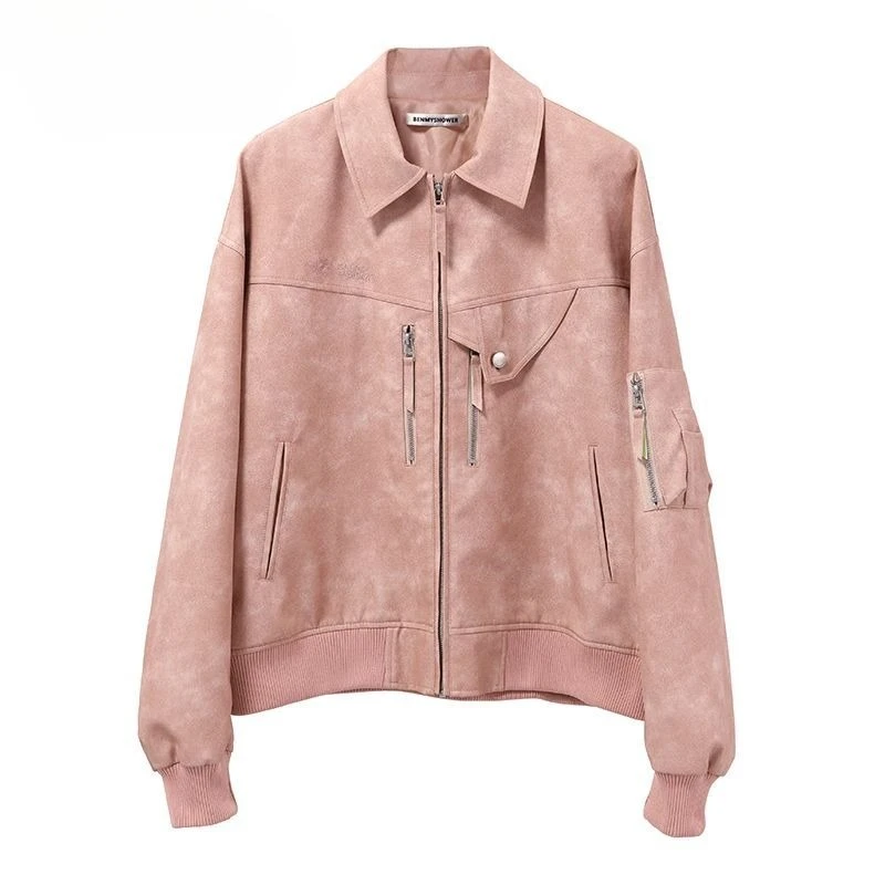 Jaket Kulit American Sweet Wind Tooling Desain Musim Semi dan Gugur 2025 Jaket Wanita Model Lokomotif